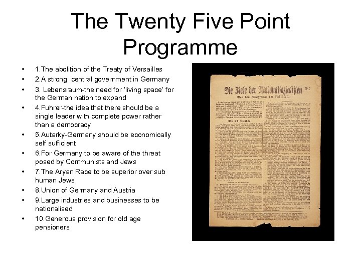 The Twenty Five Point Programme • • • 1. The abolition of the Treaty