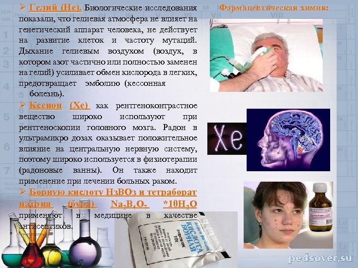 Ø Гелий (He). Биологические исследования показали, что гелиевая атмосфера не влияет на генетический аппарат