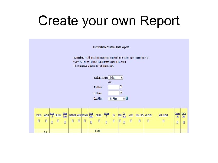 Create your own Report 