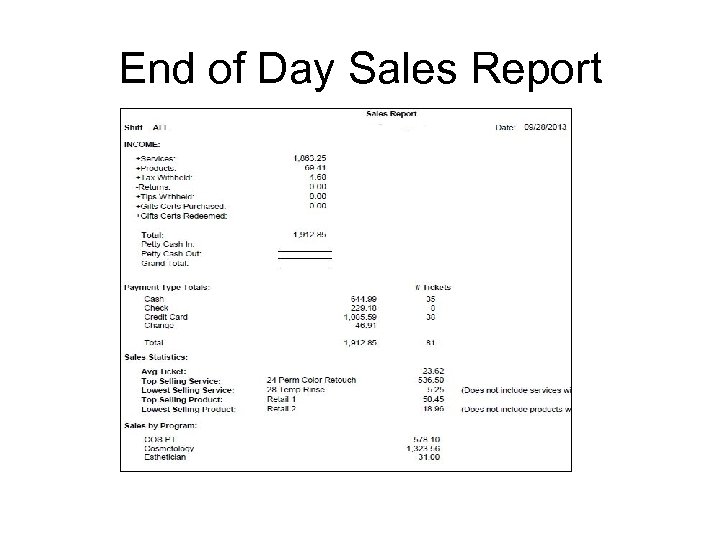 End of Day Sales Report 