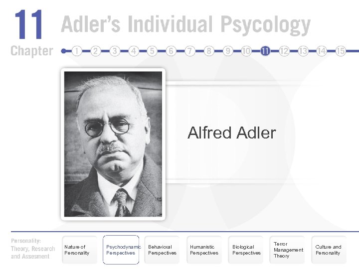 Alfred Adler Nature of Personality Psychodynamic Perspectives Behavioral Perspectives Humanistic Perspectives Biological Perspectives Terror
