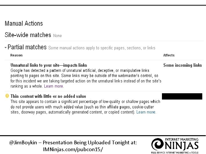 @Jim. Boykin – Presentation Being Uploaded Tonight at: IMNinjas. com/pubcon 15/ 
