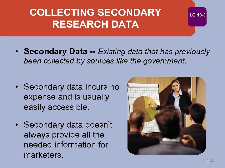 COLLECTING SECONDARY RESEARCH DATA LO 13 -3 • Secondary Data -- Existing data that