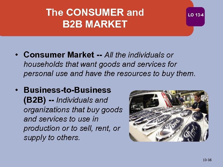 The CONSUMER and B 2 B MARKET LO 13 -4 • Consumer Market --