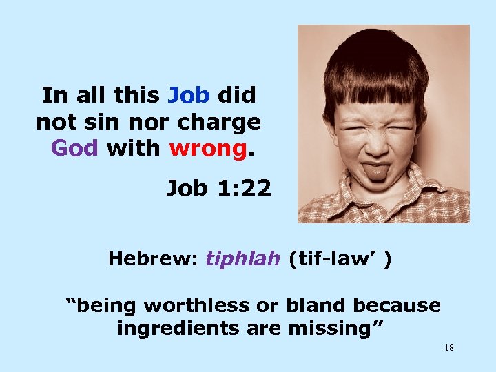In all this Job did not sin nor charge God with wrong. Job 1: