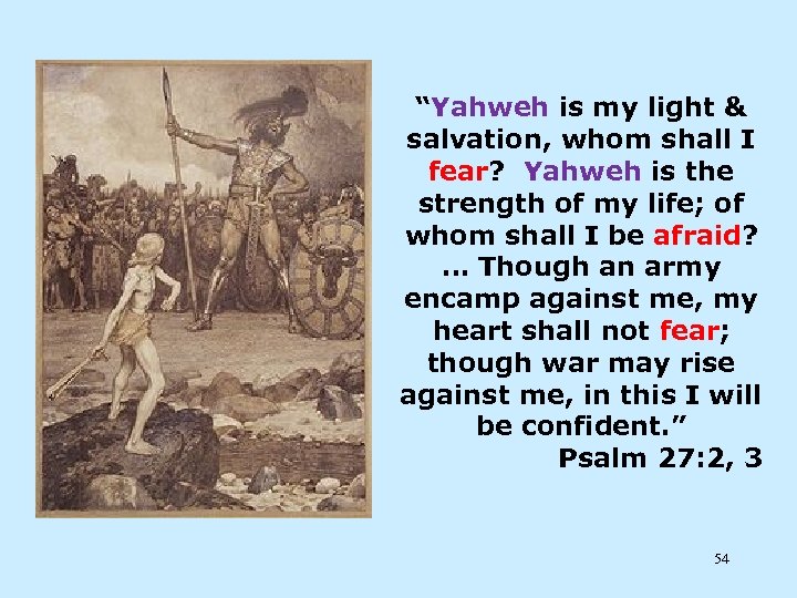 “Yahweh is my light & salvation, whom shall I fear? Yahweh is the strength
