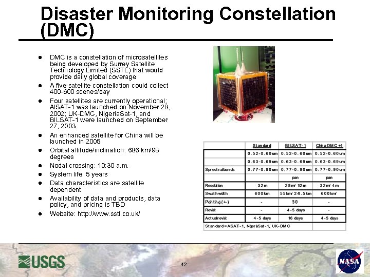 Disaster Monitoring Constellation (DMC) l l l l l DMC is a constellation of