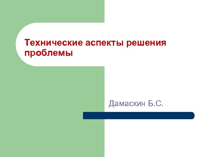 Технические аспекты решения проблемы Дамаскин Б. С. 