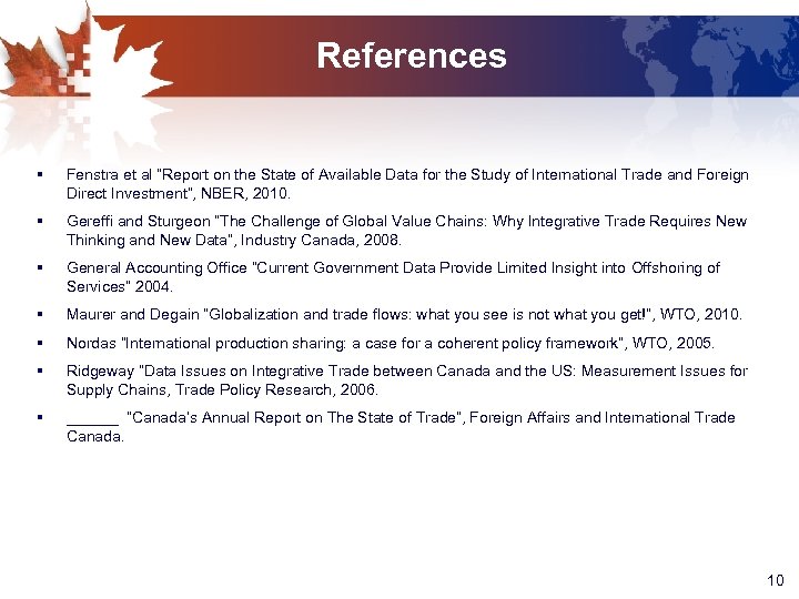 References § Fenstra et al “Report on the State of Available Data for the