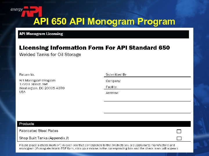 API 650 API Monogram Program 