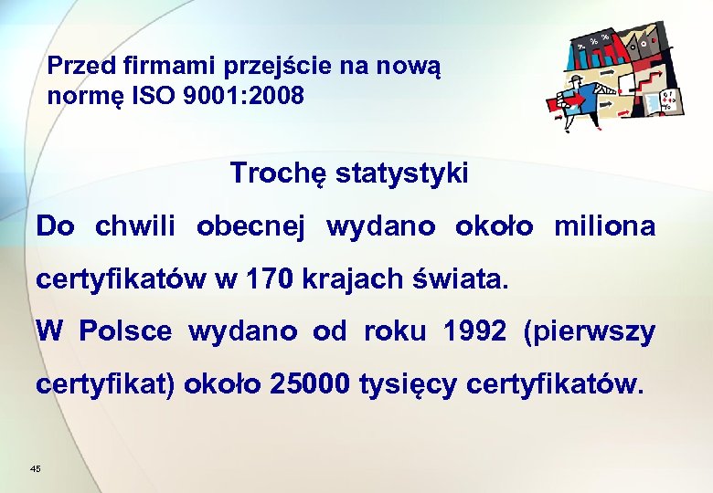Przed firmami przejście na nową normę ISO 9001: 2008 Trochę statystyki Do chwili obecnej