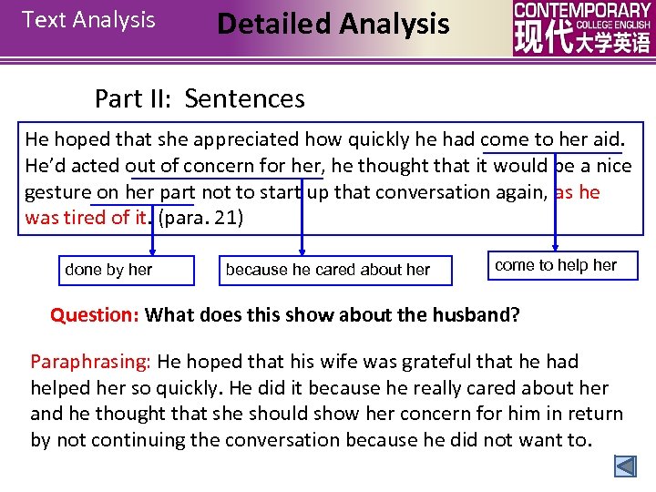 Text Analysis Detailed Analysis Part II: Sentences He hoped that she appreciated how quickly