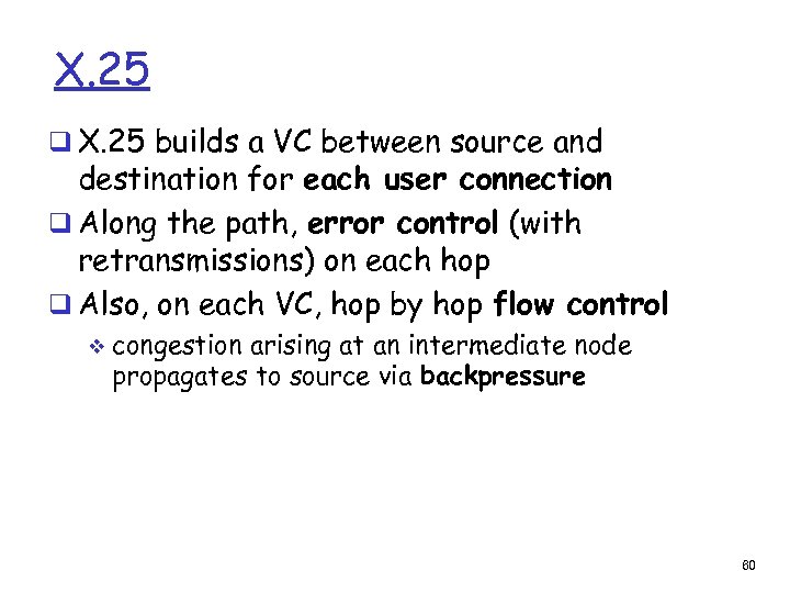X. 25 q X. 25 builds a VC between source and destination for each