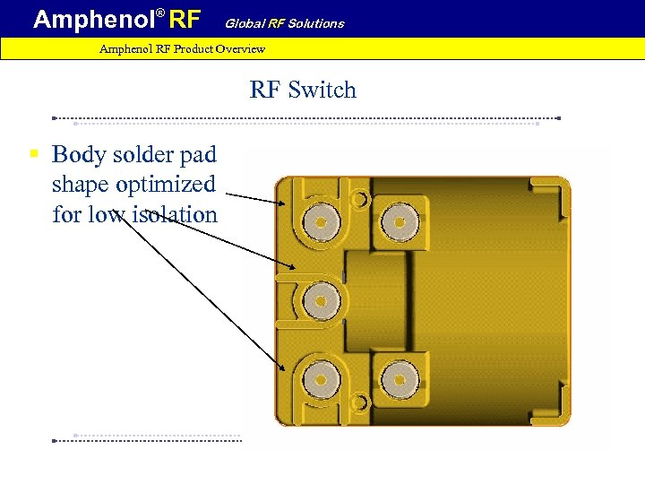 Amphenol® RF Global RF Solutions Amphenol RF Product Overview RF Switch § Body solder