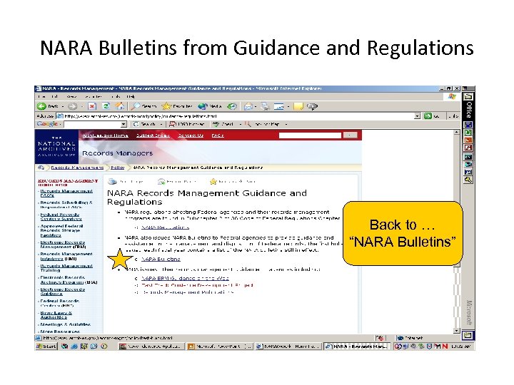 NARA Bulletins from Guidance and Regulations Back to … “NARA Bulletins” 