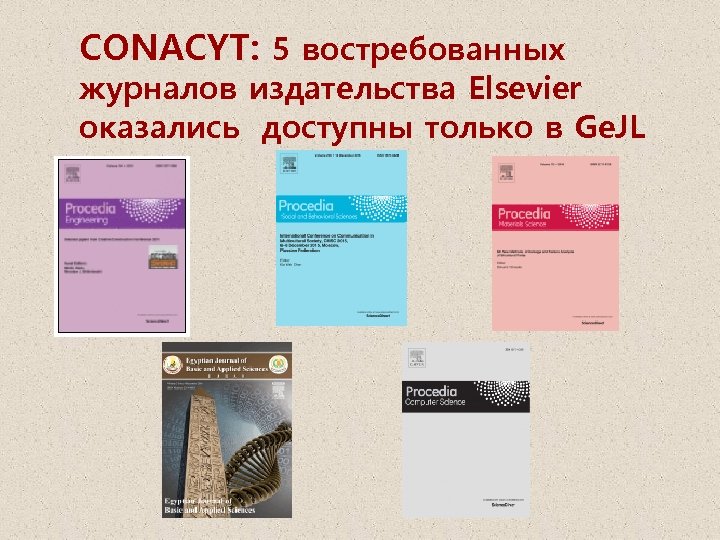 CONACYT: 5 востребованных журналов издательства Elsevier оказались доступны только в Ge. JL 
