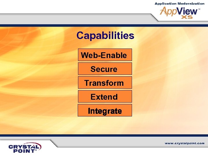 Capabilities Web-Enable Secure Transform Extend Integrate 