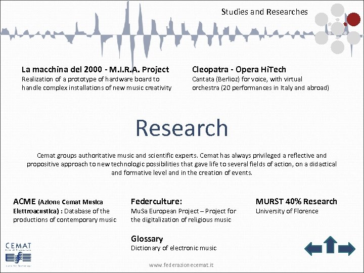 Studies and Researches La macchina del 2000 - M. I. R. A. Project Realization