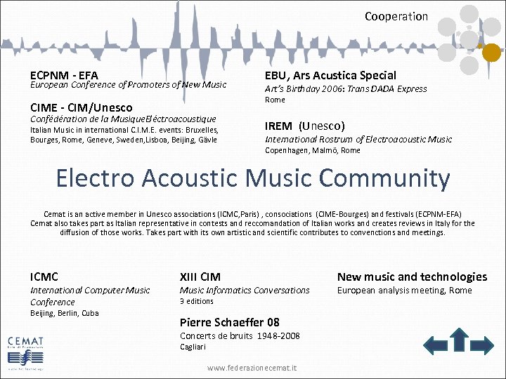 Cooperation ECPNM - EFA European Conference of Promoters of New Music EBU, Ars Acustica