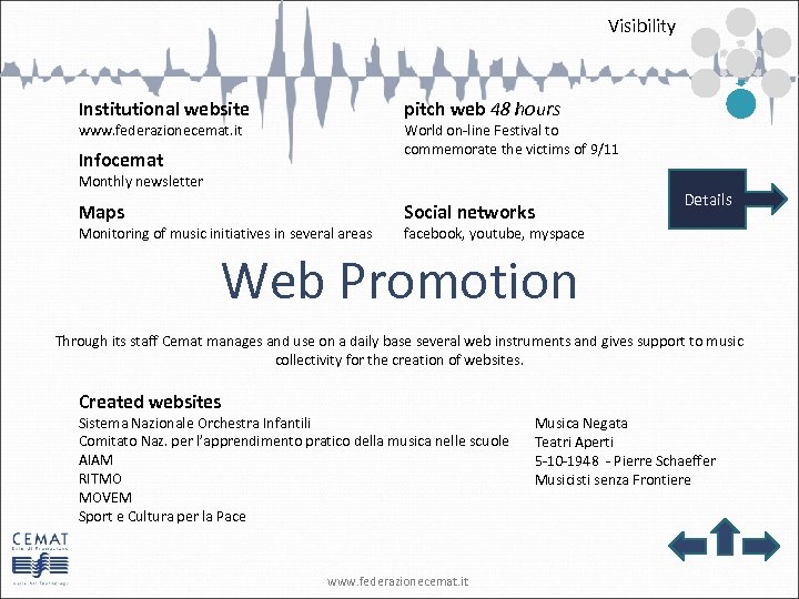 Visibility pitch web 48 hours Institutional website World on-line Festival to commemorate the victims
