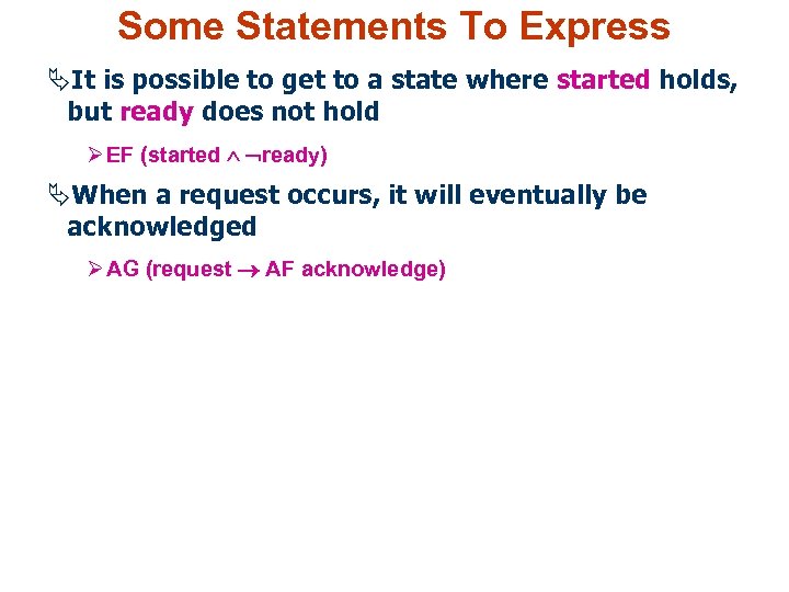 Some Statements To Express ÄIt is possible to get to a state where started