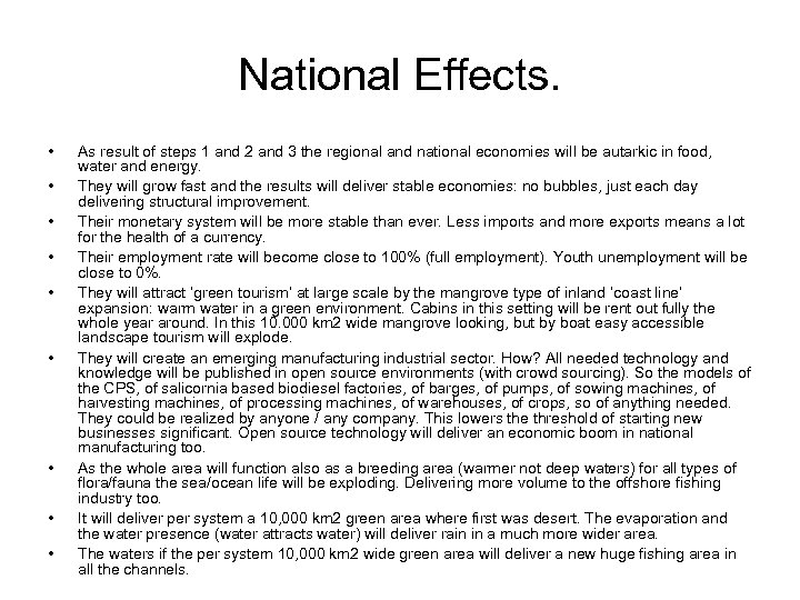 National Effects. • • • As result of steps 1 and 2 and 3