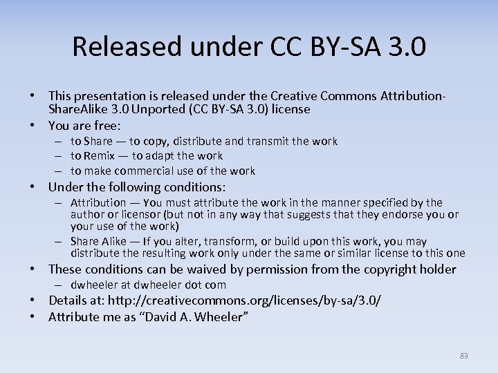 Released under CC BY-SA 3. 0 • This presentation is released under the Creative