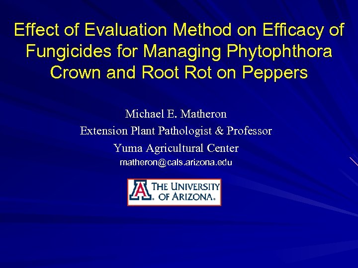 Effect of Evaluation Method on Efficacy of Fungicides for Managing Phytophthora Crown and Root