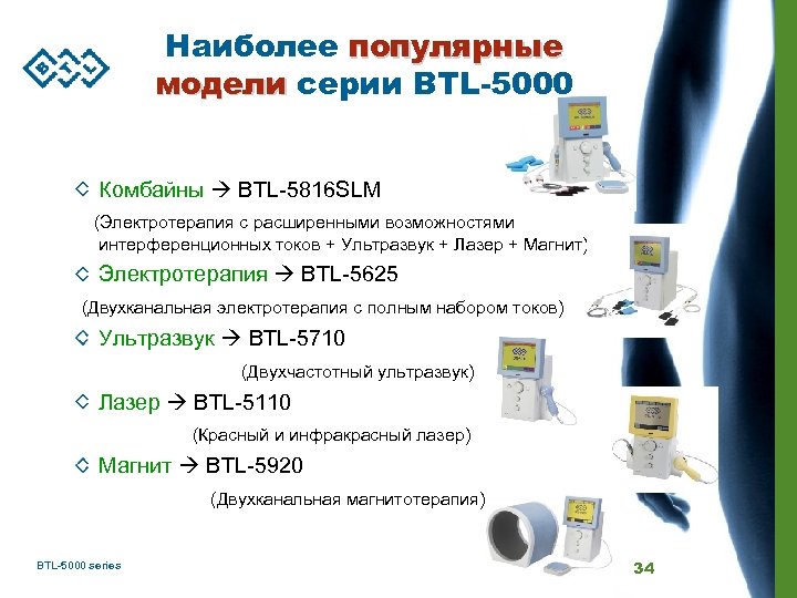 Наиболее популярные модели серии BTL-5000 Комбайны BTL-5816 SLM (Электротерапия с расширенными возможностями интерференционных токов