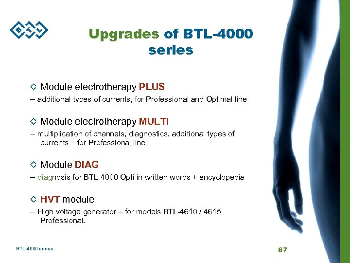 Upgrades of BTL-4000 series Module electrotherapy PLUS – additional types of currents, for Professional