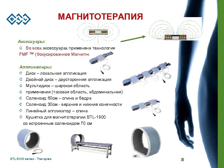 МАГНИТОТЕРАПИЯ Аксессуары: Во всех аксессуарах применена технология FMF TM (Фокусированное Магнитное Поле) Аппликаторы: Диск