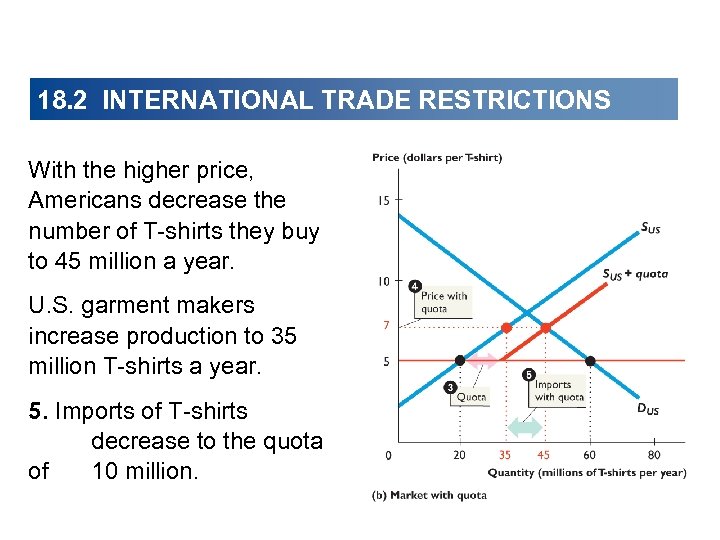 18. 2 INTERNATIONAL TRADE RESTRICTIONS With the higher price, Americans decrease the number of