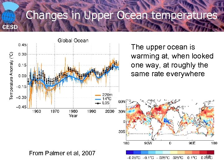 Changes in Upper Ocean temperatures CESD The upper ocean is warming at, when looked