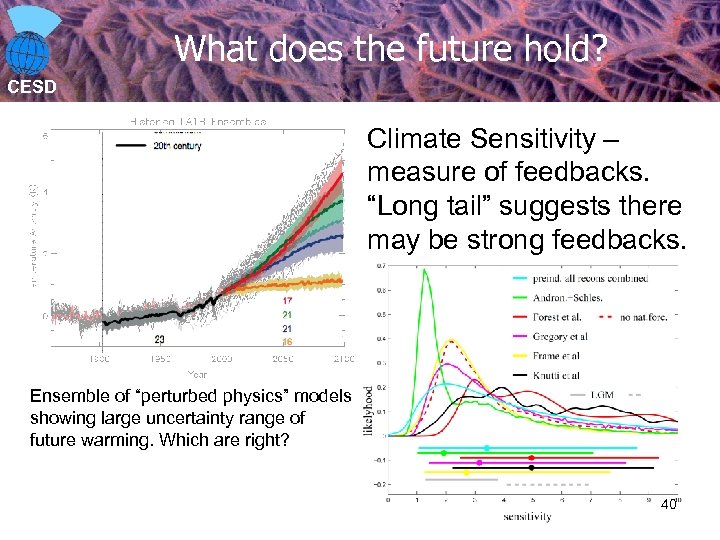What does the future hold? CESD Climate Sensitivity – measure of feedbacks. “Long tail”