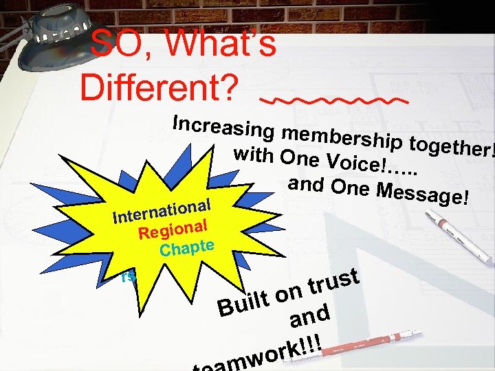  SO, What’s Different? Increasing m embership to gether! with O ne Voice!…. .