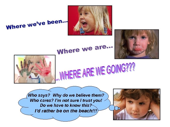 . e been… ’v here we W we are… Where Who says? Why do