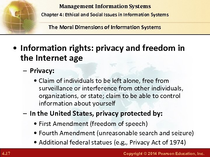 Management Information Systems Chapter 4: Ethical and Social Issues in Information Systems The Moral