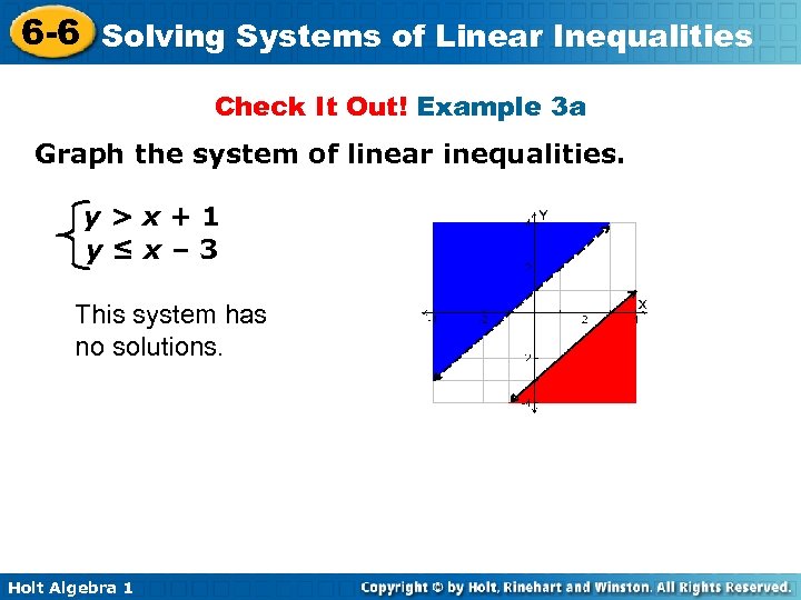 6 -6 Solving Systems of Linear Inequalities Check It Out! Example 3 a Graph