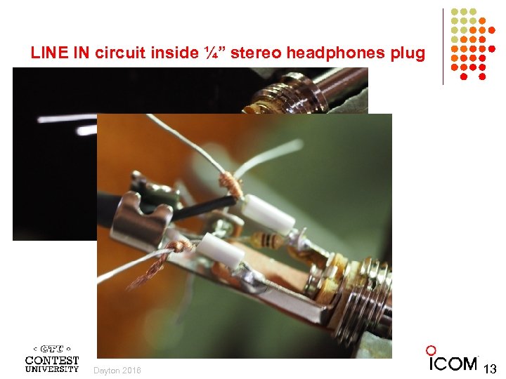 LINE IN circuit inside ¼” stereo headphones plug Dayton 2016 13 