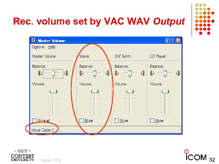 Rec. volume set by VAC WAV Output Dayton 2016 32 