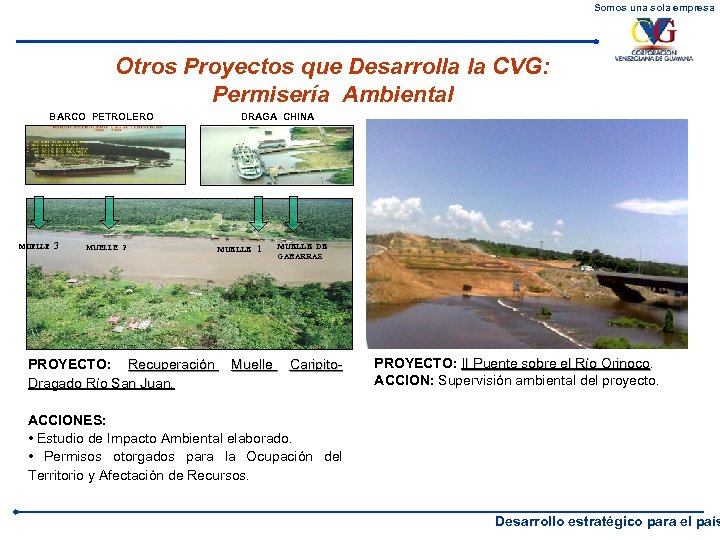 Somos una sola empresa Otros Proyectos que Desarrolla la CVG: Permisería Ambiental BARCO PETROLERO