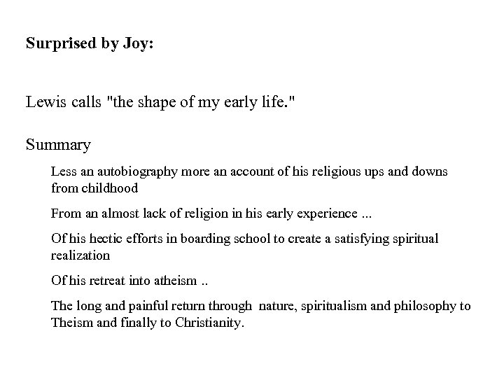 Surprised by Joy: Lewis calls 