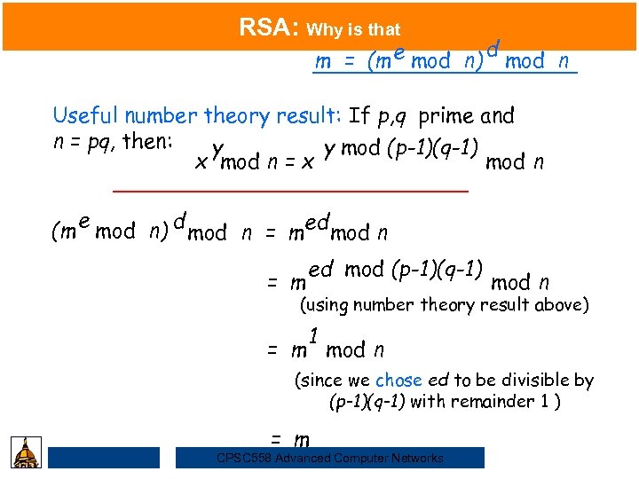 RSA: Why is that m = (m e mod n) d mod n Useful