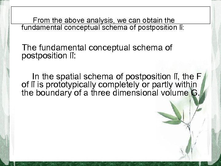 　 From the above analysis, we can obtain the fundamental conceptual schema of postposition