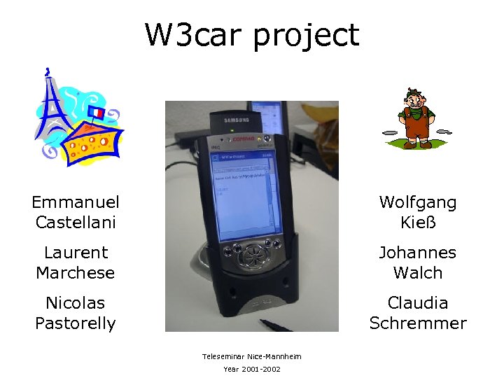 W 3 car project Emmanuel Castellani Wolfgang Kieß Laurent Marchese Johannes Walch Nicolas Pastorelly