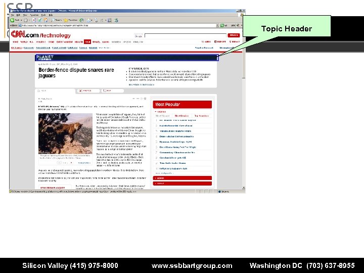 Topic Header Silicon Valley (415) 975 -8000 www. ssbbartgroup. com Washington DC (703) 637