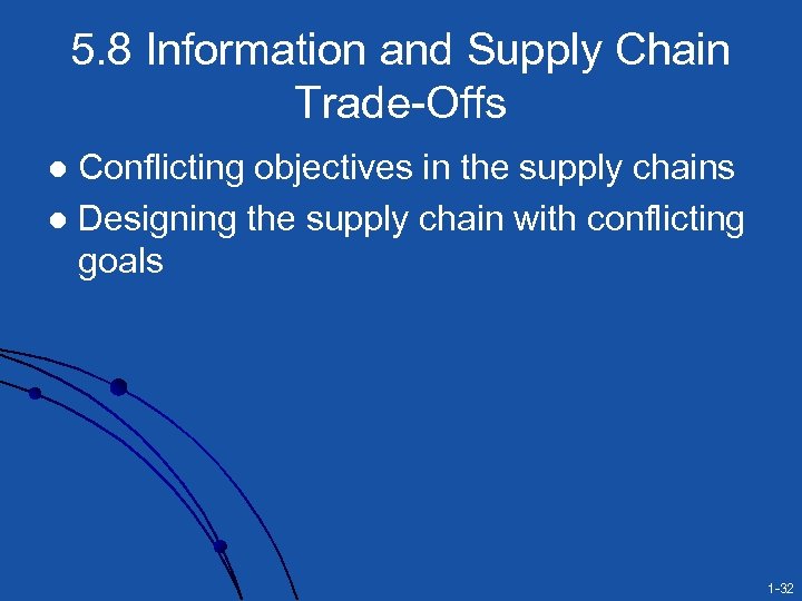 5. 8 Information and Supply Chain Trade-Offs Conflicting objectives in the supply chains l