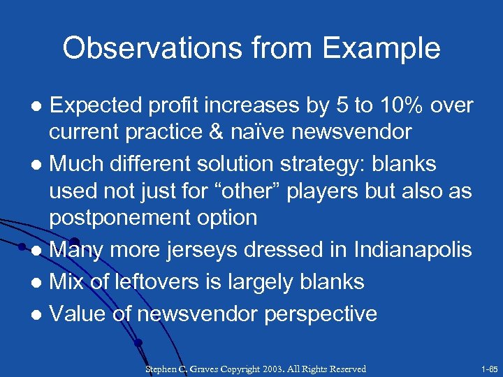 Observations from Example Expected profit increases by 5 to 10% over current practice &