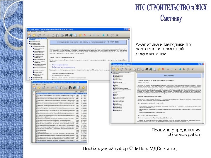 Аналитика и методики по составлению сметной документации Правила определения объемов работ Необходимый набор СНи.