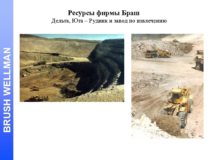 Ресурсы фирмы Браш BRUSH WELLMAN Дельта, Юта – Рудник и завод по извлечению 